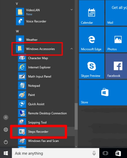 access steps recorder using windows accessories