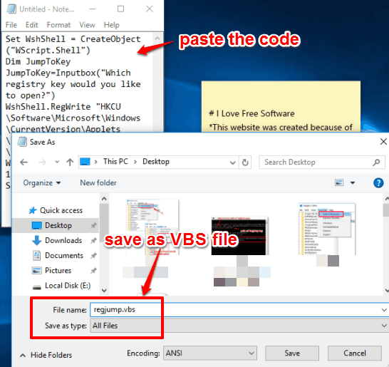 create regjump vbs file