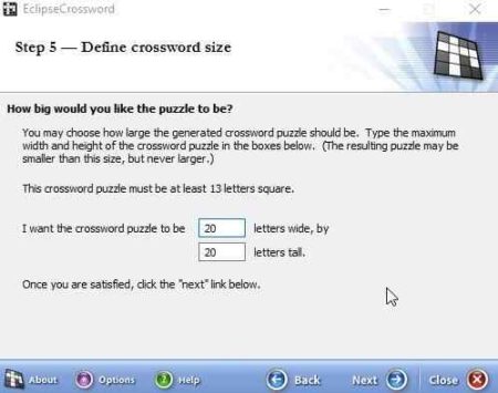 eclipse crossword size