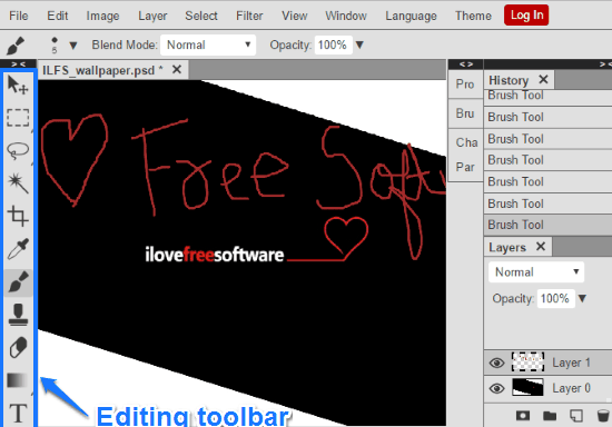 editing toolbar