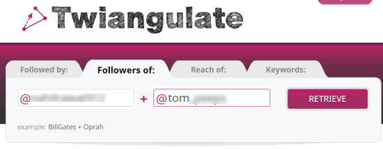 enter twitter handles of users and press retrieve button