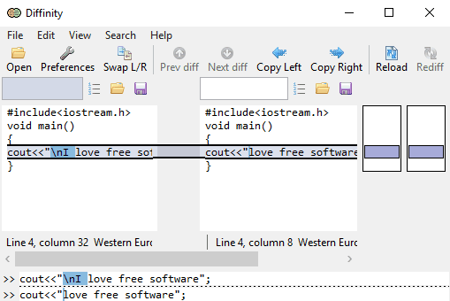 free software to find code differences