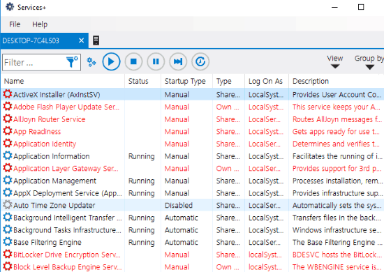 Free Windows Services Manager, Export Services As CSV, HTML.