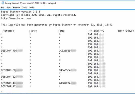 list of pcs available on a network