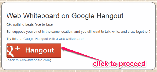proceed to goolge hangouts