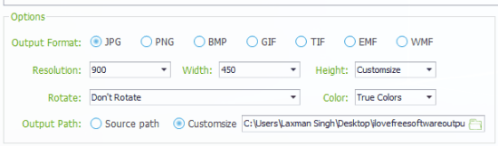 set output settings