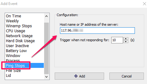 use ping stops option