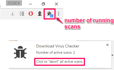 view the total number of running scans