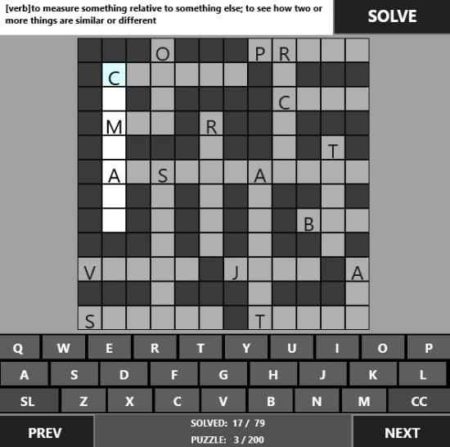 vocabulary crosswords puzzle