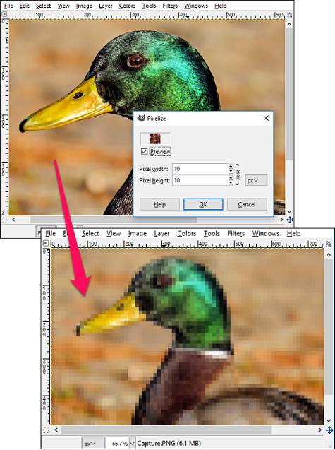 GIMP- Pixelized Blur image