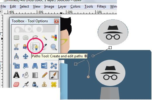 GIMP selecting using pen tool