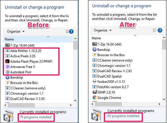 Hide Programs From Uninstall list