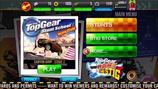 Top Gear SSR main menu