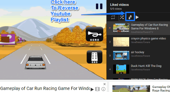 how to reverse a YouTube playlist