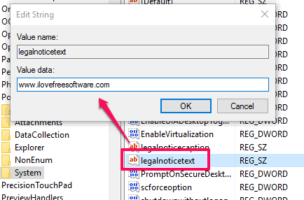 add text for legalnoticetext value