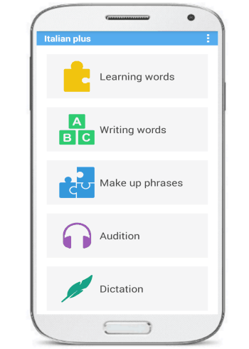 android app to learn Italian-main interface
