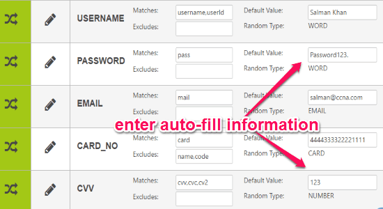 fill form fields info