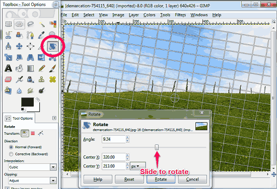 gimp rotate image