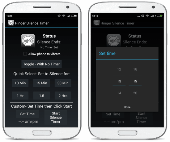 ringer slience timer