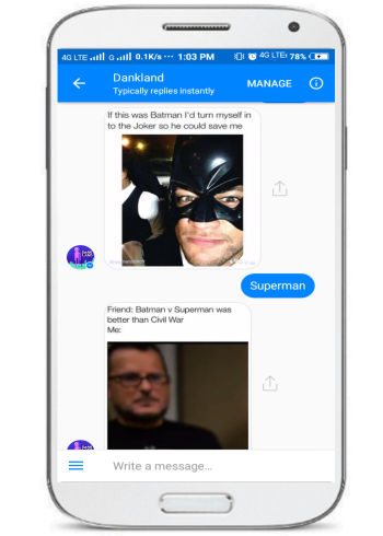 seach memes on Facebook messenger