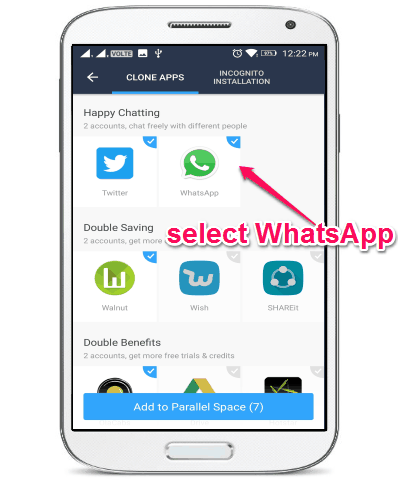 select whatsapp