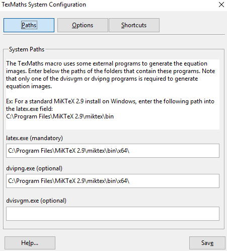 texmaths latex equation editor for libreoffice configuration