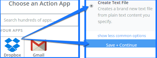 zapier zp to automatically backup new gmail emails to dropbox- select dropbox