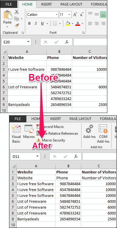 Fill blank cells in excel