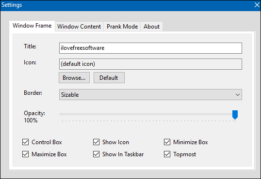 FrameDummy settings