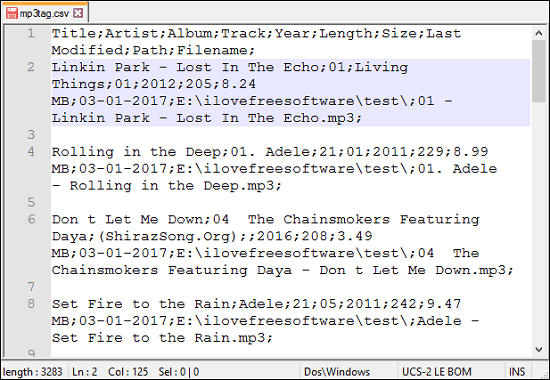 Mp3tag output