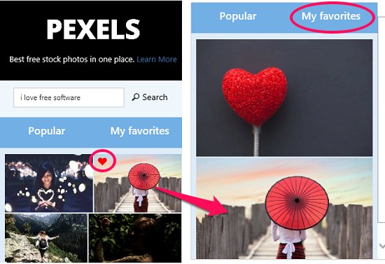 Pexels app favorites