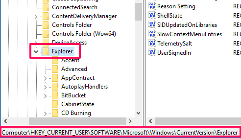 access Explorer key