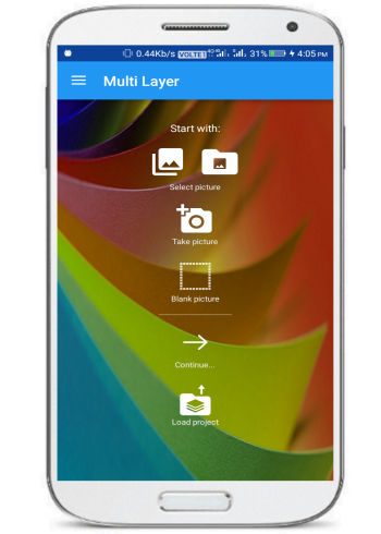 android multi layer photo editor- select a photo to edit