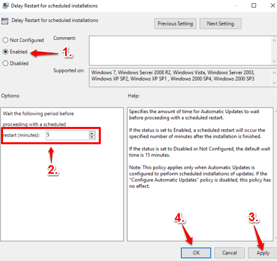 click enabled option and set delay time