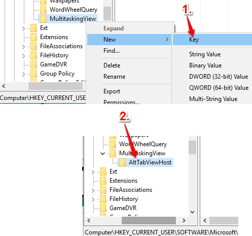 create AltTabViewHost key under MultitaskingView key