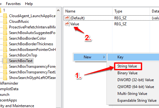 create a value name string value