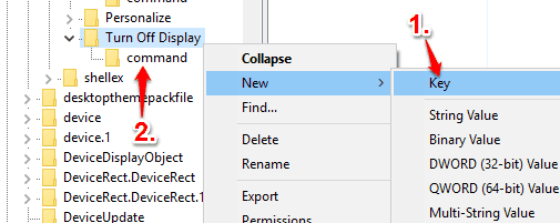 create command key under turn off display key
