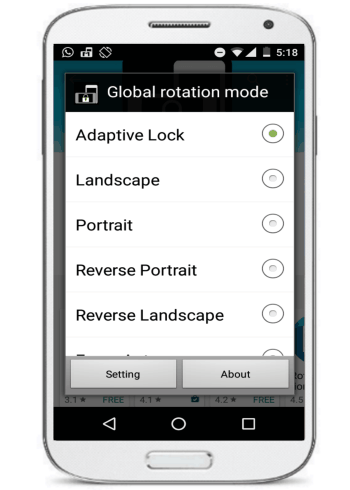 force device orientation- rotation lock adaptive