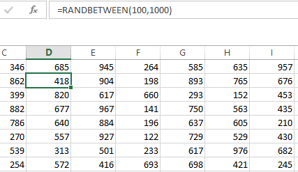 generate random numbers in excel