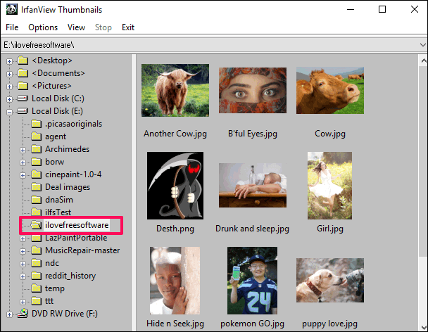 irfanview thumbnails