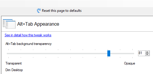 move slider to adjust alt+tab background transparency