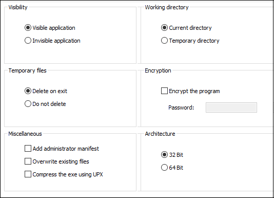 ps1 to exe additional options