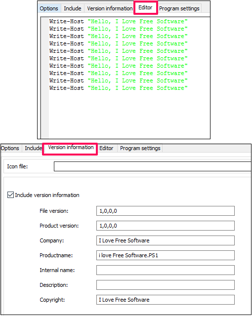 ps1 to exe editor and version