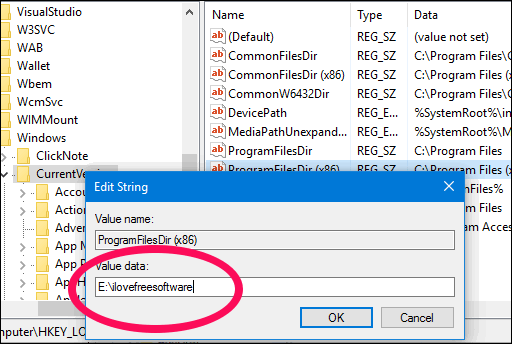 registry defining path