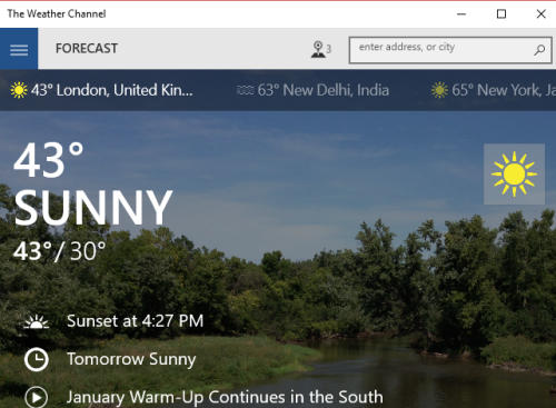 search a location to show weather info