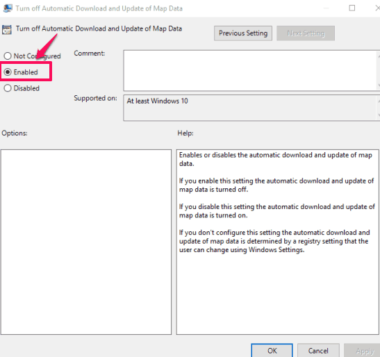 set enabled option and save changes