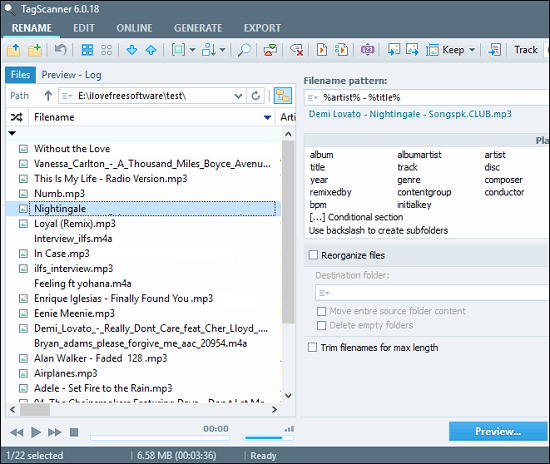 tag scanner file listing