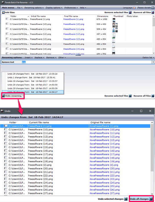 Panada Batch file renamer in acrtion