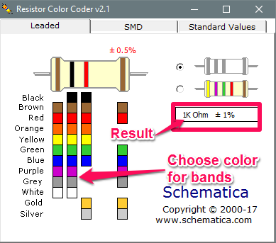 Resistor color coder in action