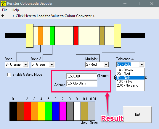 Resistor colourcode decoder in action